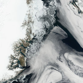 מפת ים הקרח שמול חופי גרינלנד, דנמרק מפת ים הקרח שמול חופי גרינלנד, דנמרק