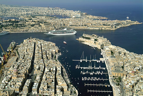 צילום אווירי של הנמל הגדול, הגרנד הארבור, הסמוך לוולטה בירת מלטה 
