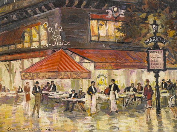 Café de la paix. ציור של קונסטנטין קורובין מראשית המאה ה-20