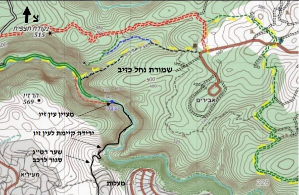 מפת סימון שבילים נחל כזיב, מרחב מצפה אבירים