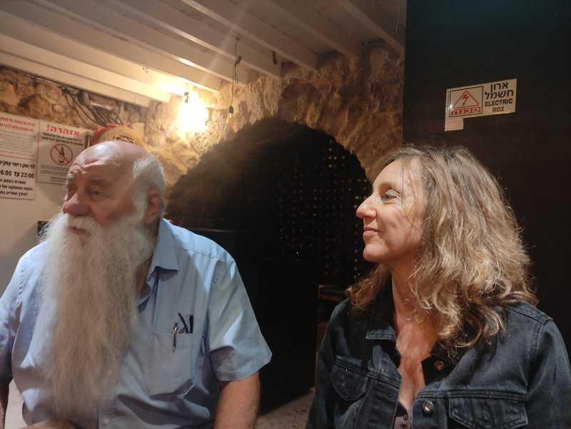 Dr. Shelly Ann Peleg and Uri Jeremias in the wine cellar of the Effendi Hotel 