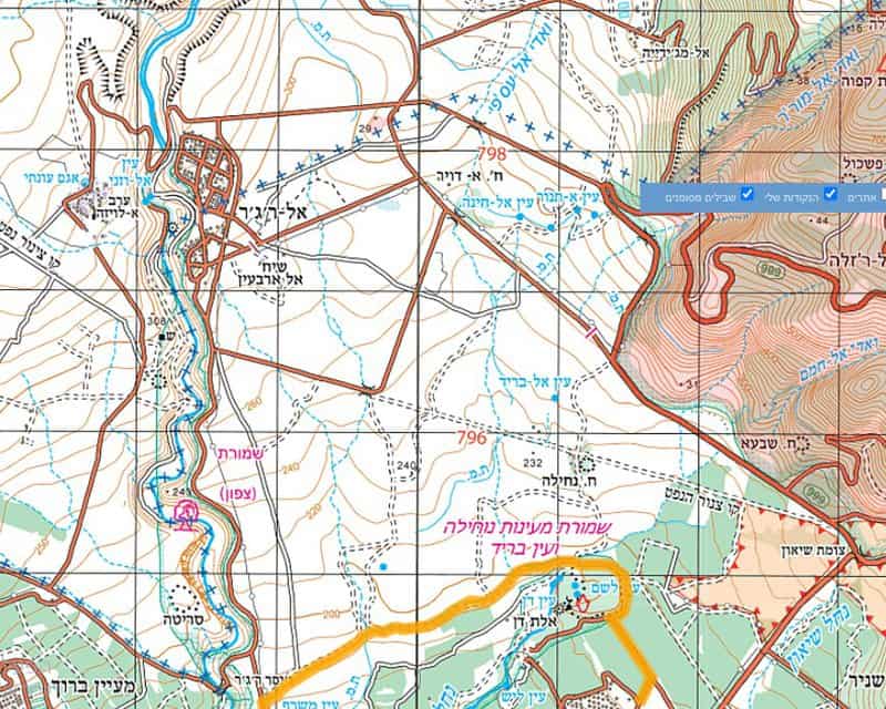 מפת ראג'ר והאזור. באדיבות עמוד ענן והמרכז למיפוי ישראל