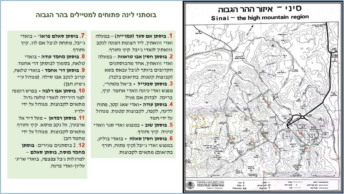 מפת הבוסתנים הפתוחים למטיילים בהר הגבוה - מעודכן ליוני 2026